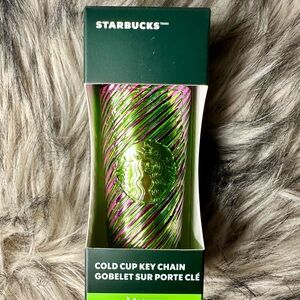 Starbucks Wicked Metallic Green and Pink Key Chain Cup